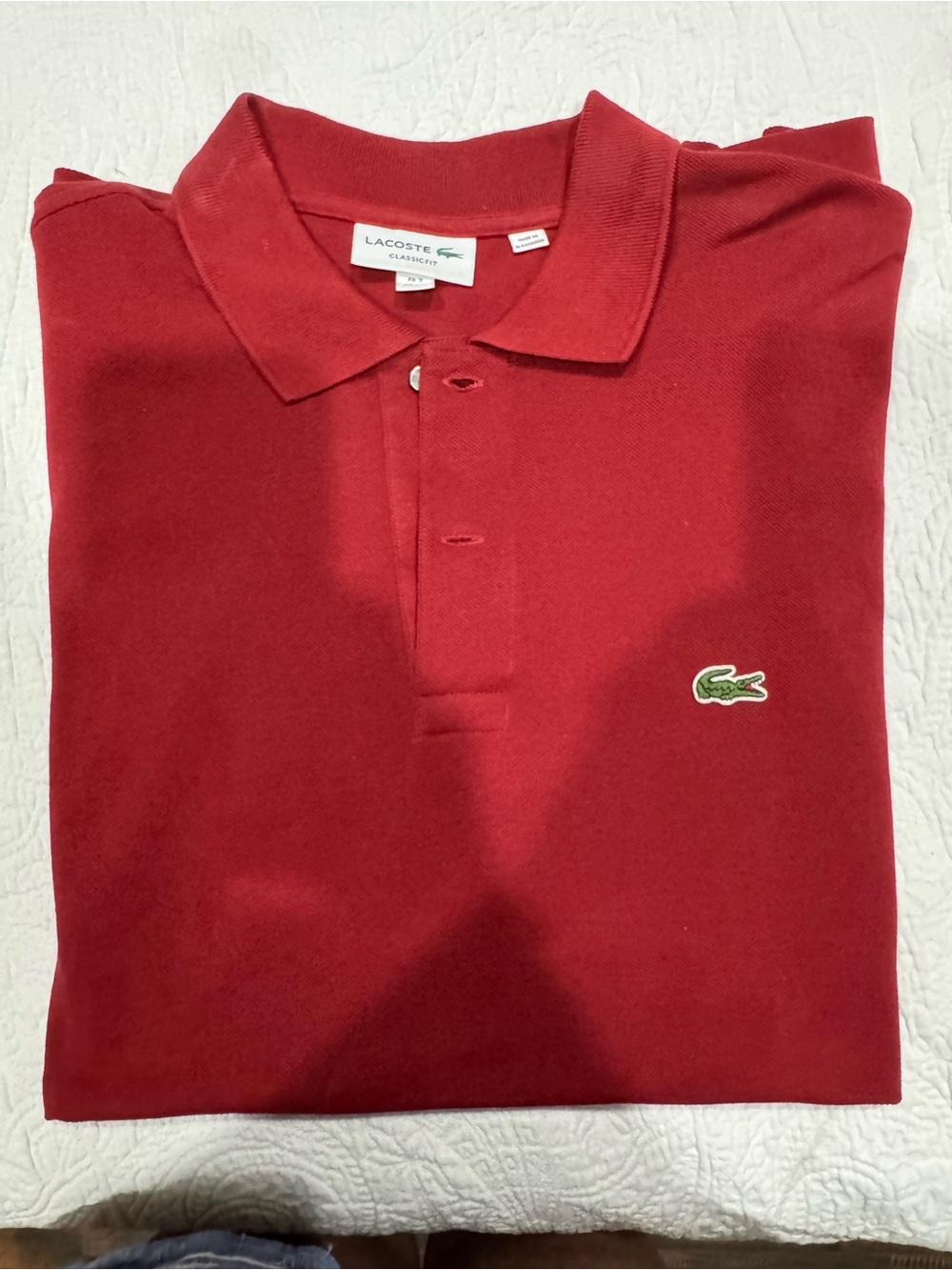 Lacoste Men's Red Polo Shirt with Green Crocodile Logo